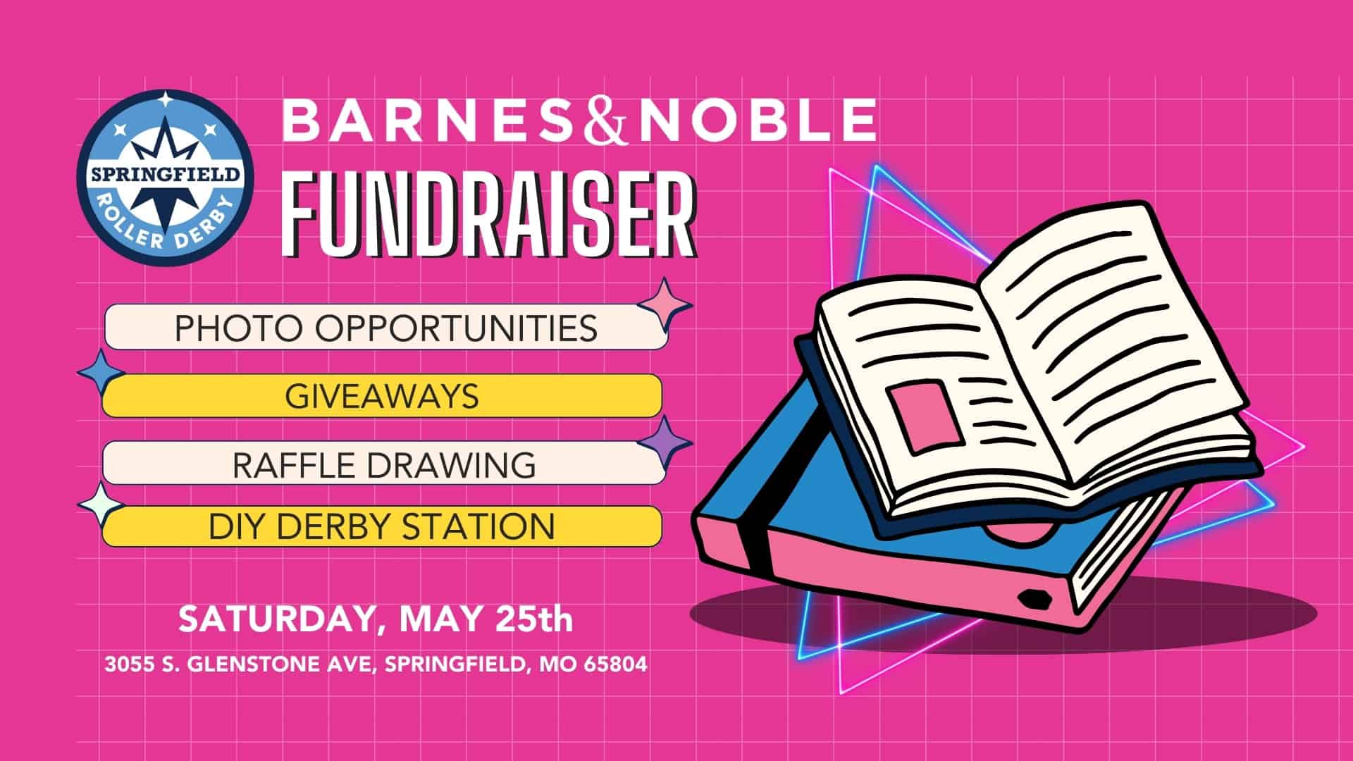 A graphic for the SRD Barnes & Noble Fundraiser on May 25, 2024.